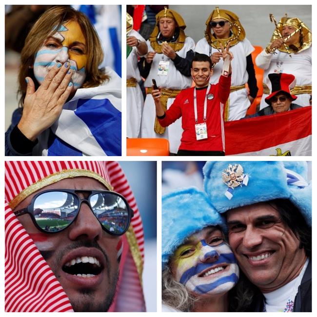جماهير مصر وأوروجواي تُزين ملعب «إيكاترينبرج أرينا»