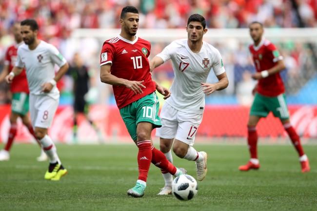 ملخص الشوط الأول من مباراة البرتغال والمغرب