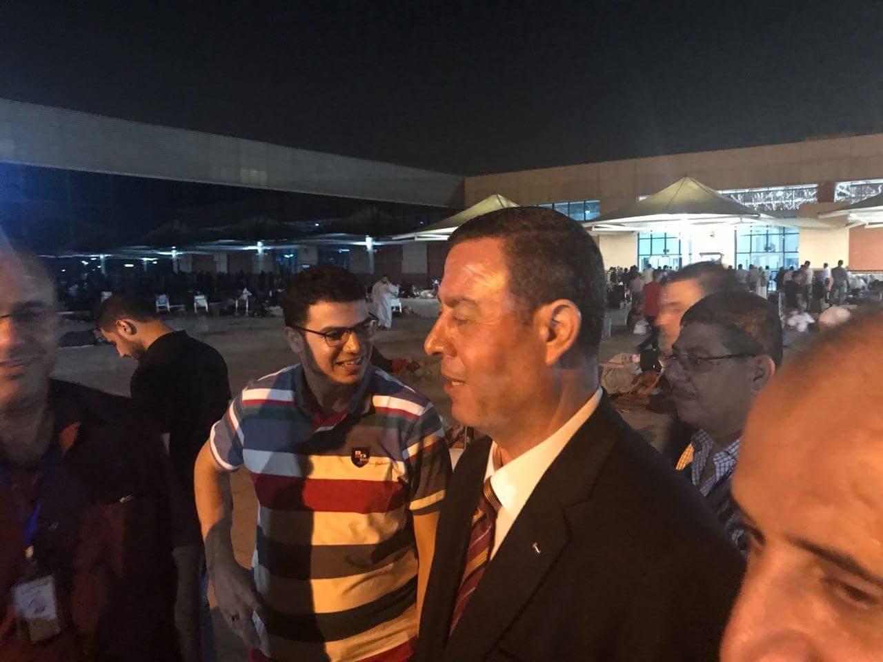 السفير دياب اللوح يستقبل الفوج الثالث من حجاج قطاع غزة بمطار القاهرة 