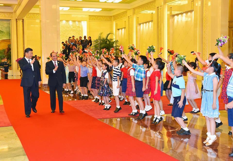 استقبال الرئيس السيسي فى قاعة الشعب الكبرى بالصين