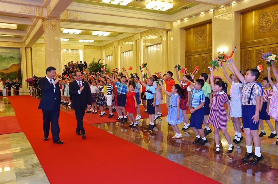 استقبال الرئيس السيسي فى قاعة الشعب الكبرى بالصين