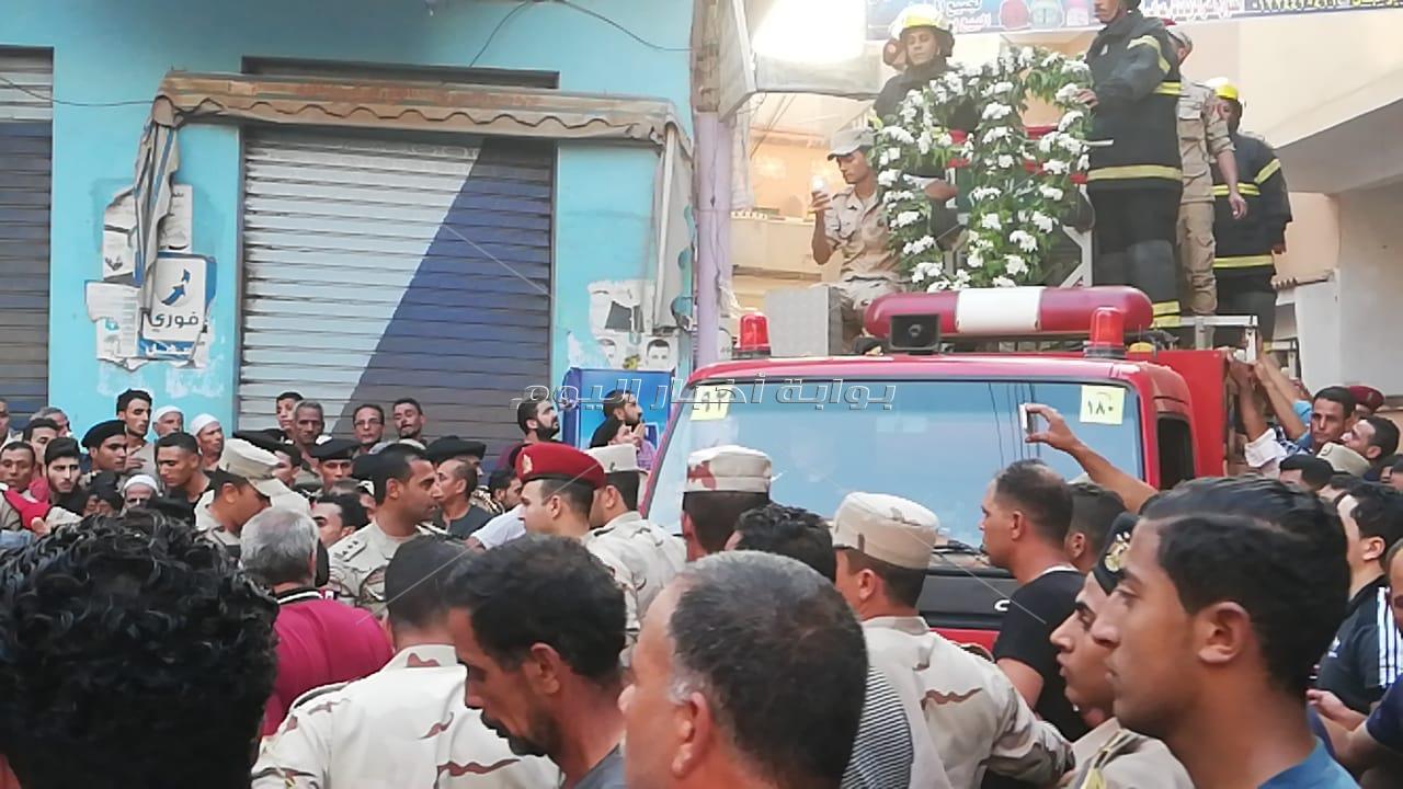 جنازة عسكرية مهيبة لشهيد القوات المسلحة فى سيناء بالغربية