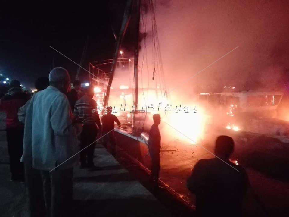 حريق في أحد المراكب المتوقفة بمرسي إسنا جنوب الاقصر