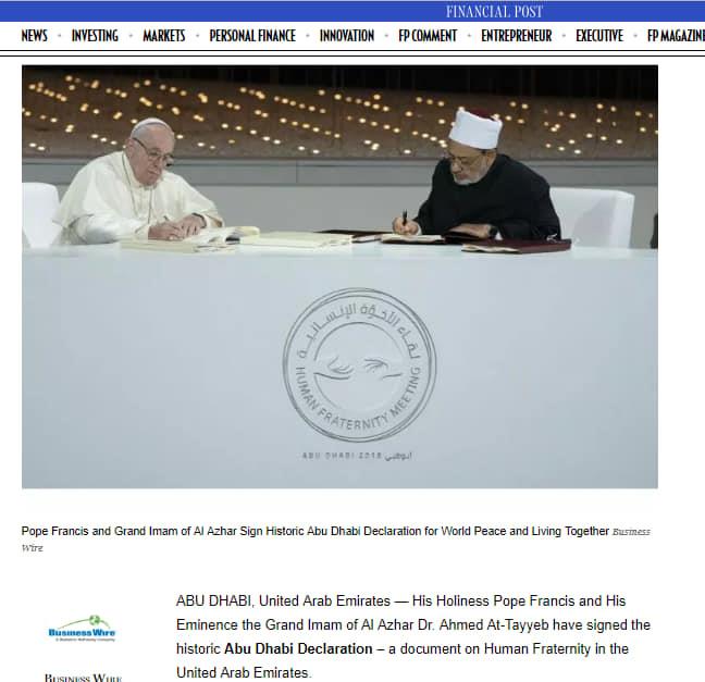 الصحافة العالمية: وثيقة "الأخوة الإنسانية" تمثل دعوة للسلام بين الأديان والشعوب
