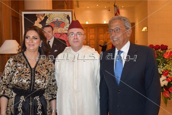 عمرو موسى وسمير صبري ونبيلة عبيد في احتفال سفارة المغرب بالعيد الوطني