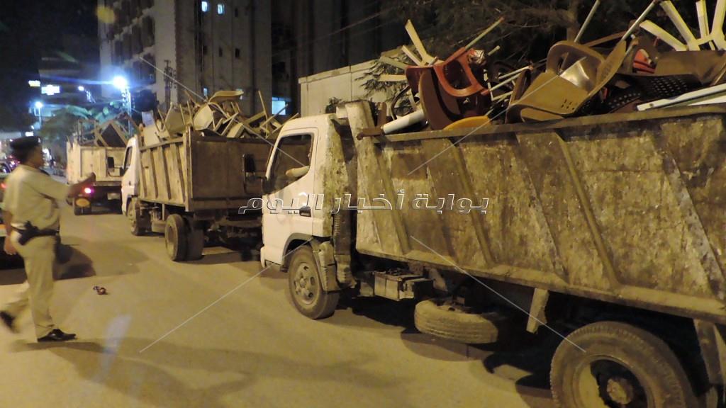 حملة مسائية بمديرية أمن المنوفية لقسم شرطة المرافق لإزالة الإشغالات بمدينة شبين الكوم