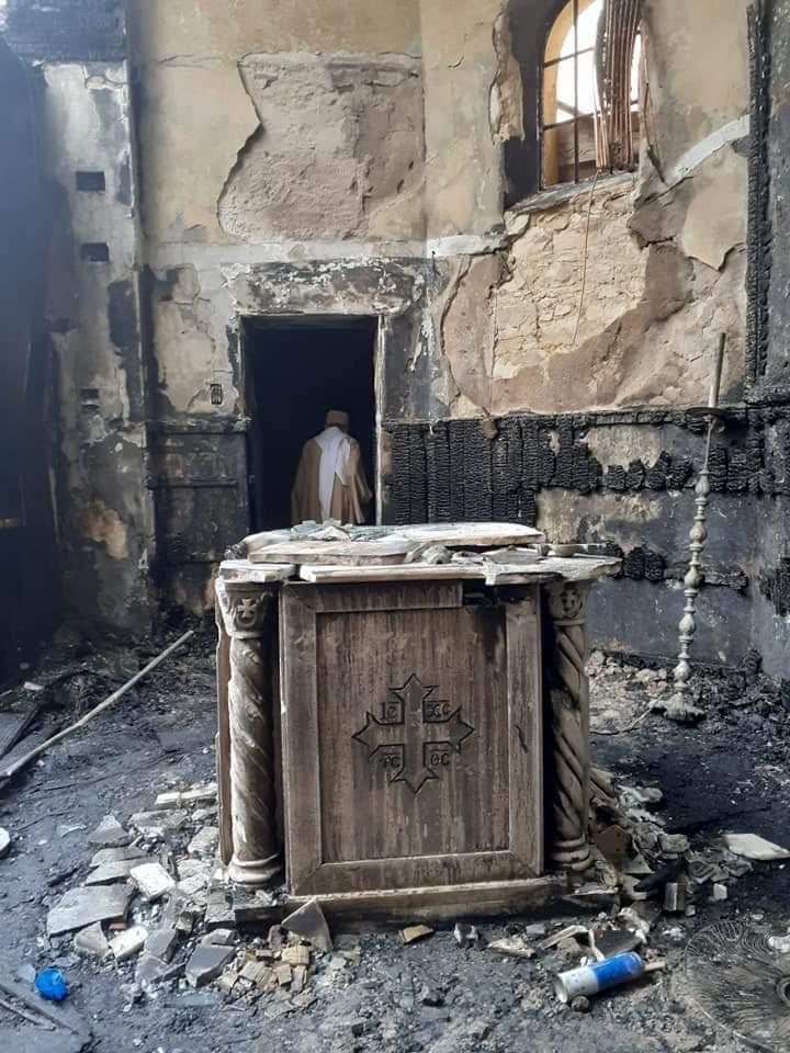 اثار حريق كنيسة مارجرجس حلوان