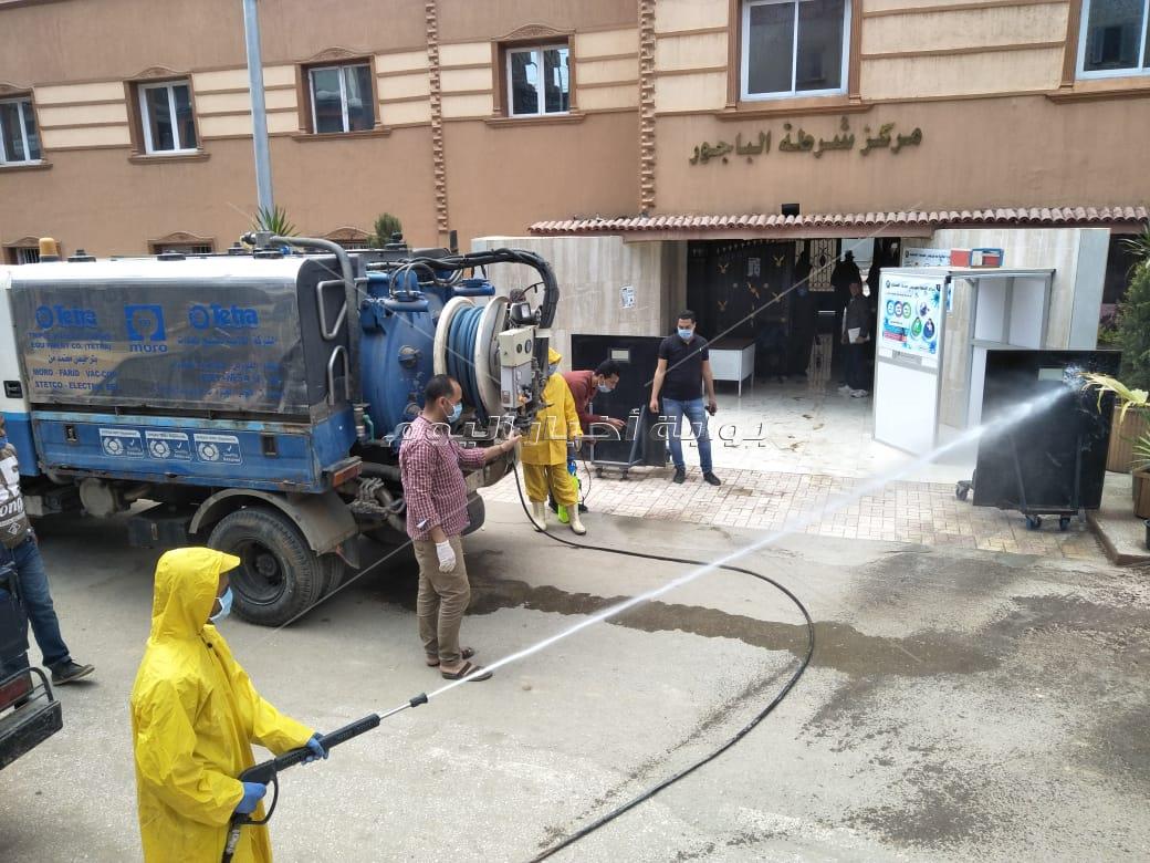 تطهير مستشفي الحجر الصحي الجديد  بمدينة الباجور بالمنوفيه