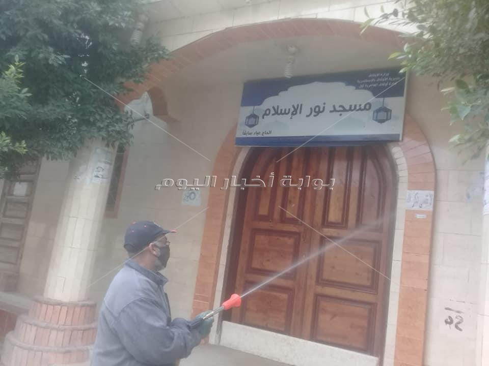تطهير الموقف الجديد و11 مسجدا بالإسكندرية لمواجهة كورونا