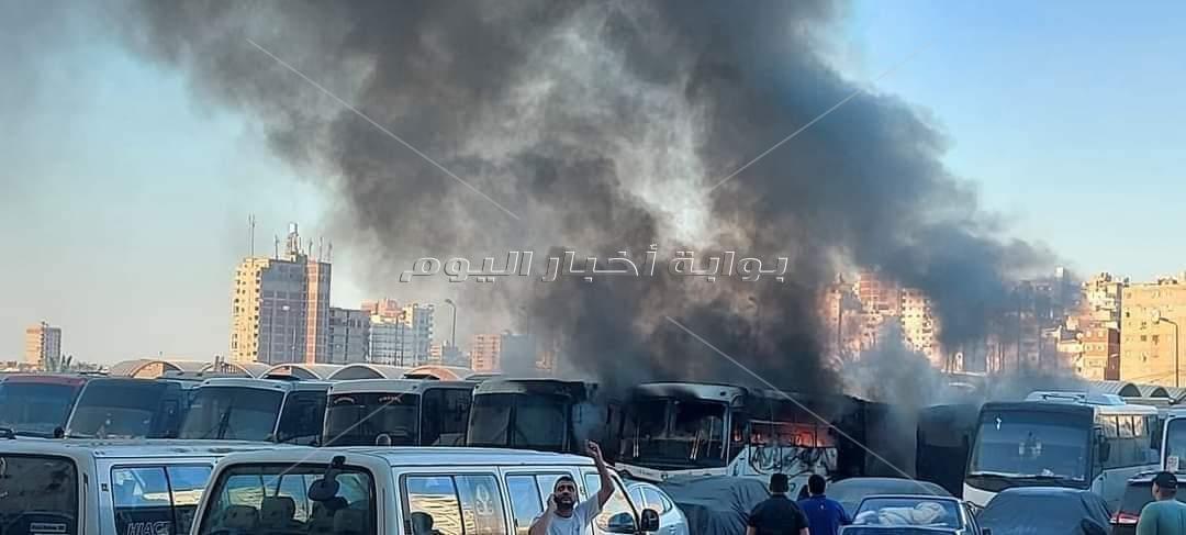 تفحم 4 أتوبيسات في حريق بجراج شرق الإسكندرية