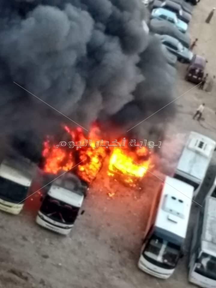 تفحم 4 أتوبيسات في حريق بجراج شرق الإسكندرية