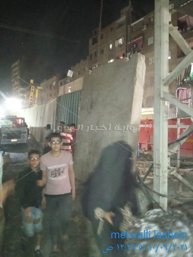 الصور الاولى لسقوط رافعة ونش مترو إمبابة