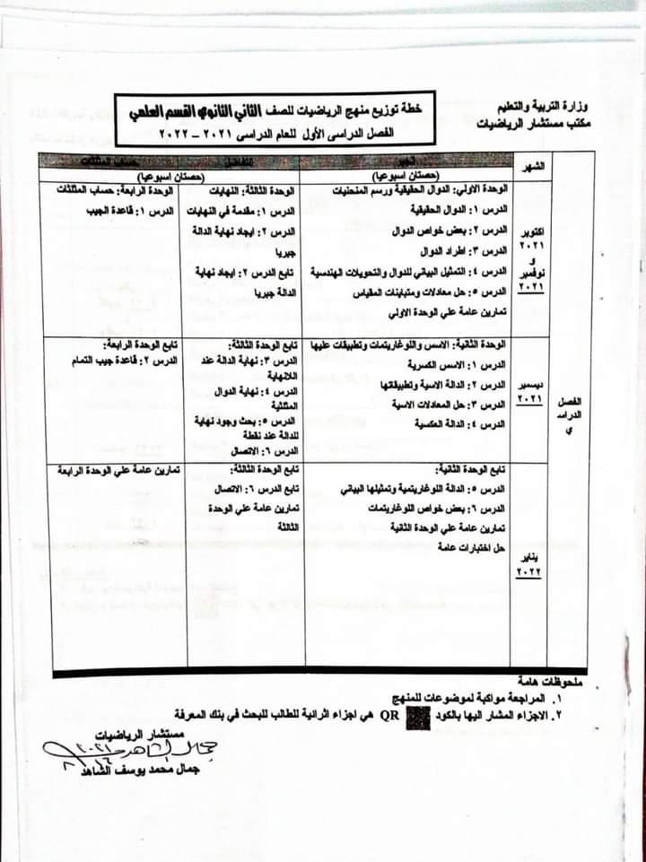 توزيع مناهج اللغة العربية والرياضيات للعام الدراسي الجديد