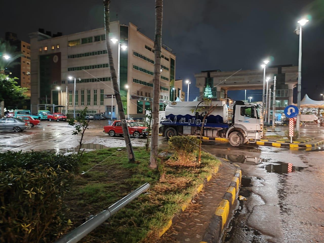انتهاء كسح مياه الأمطار الليلية في الإسكندرية