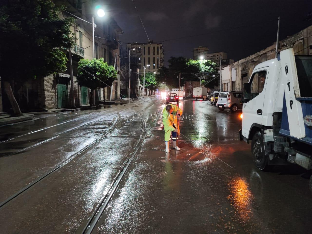 انتهاء كسح مياه الأمطار الليلية في الإسكندرية
