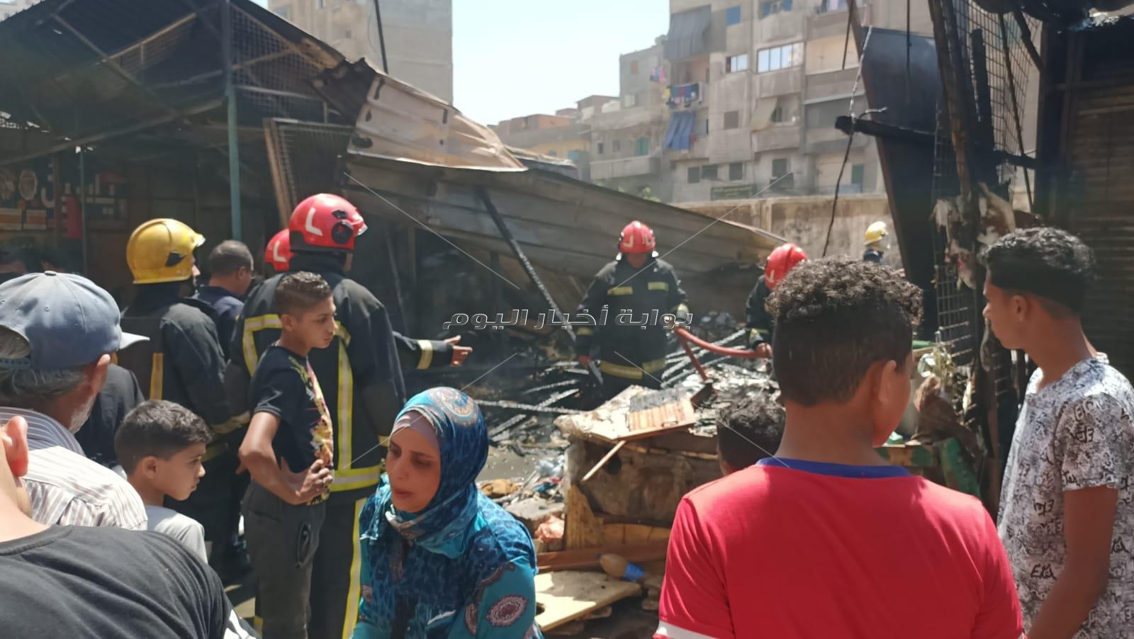حريق يلتهم محل أسماك في سوق المعمورة بالإسكندرية