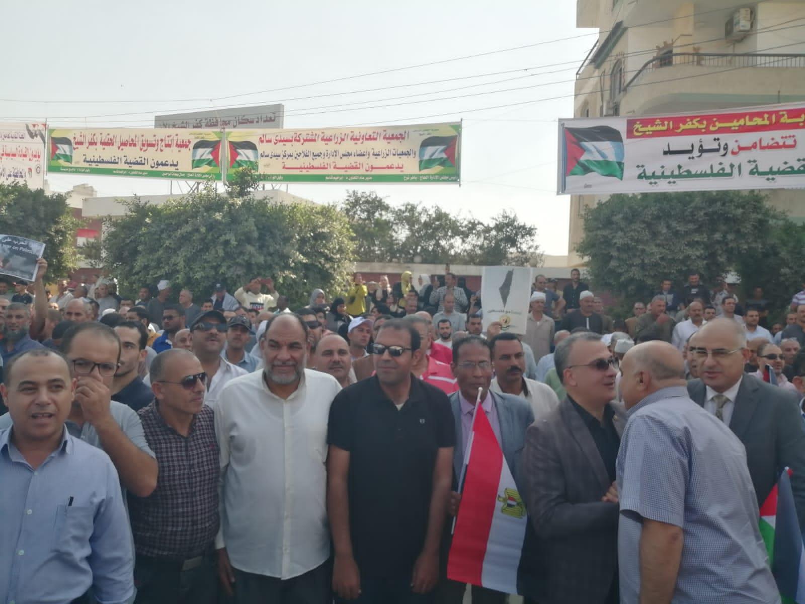 الحركة الوطنية بكفر الشيخ تشارك في مسيرات دعم فلسطين وترفض مخططات التوطين في سيناء 