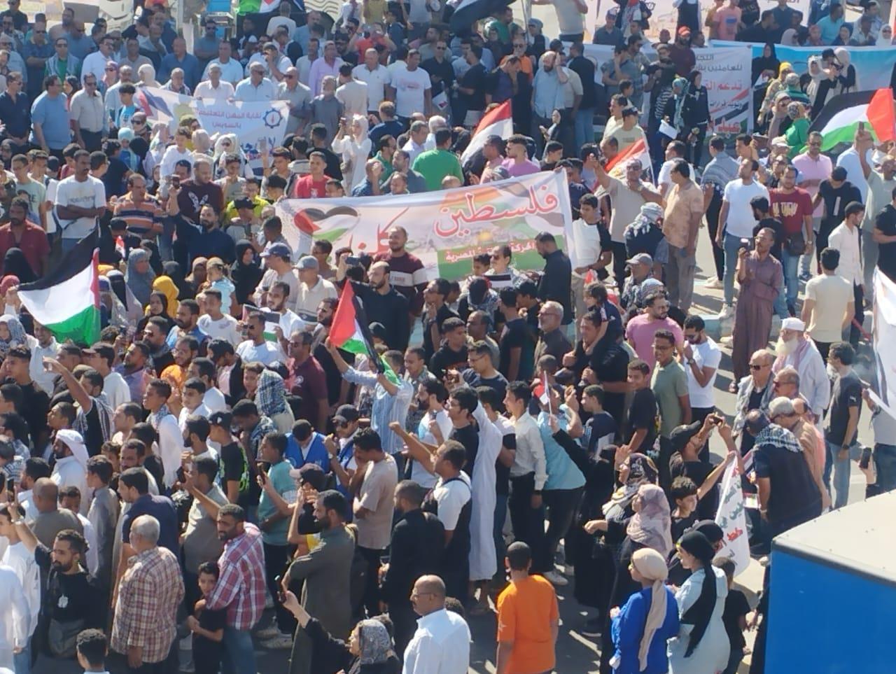 الحركة الوطنية بالسويس يشارك في مظاهرات دعم فلسطين ويؤكد: فوضنا السيسي | صور 