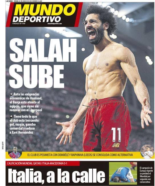 أخبار الدوري | انتقال محمد صلاح من ليفربول إلى برشلونة يتصدر غلاف صحيفة إسبانية