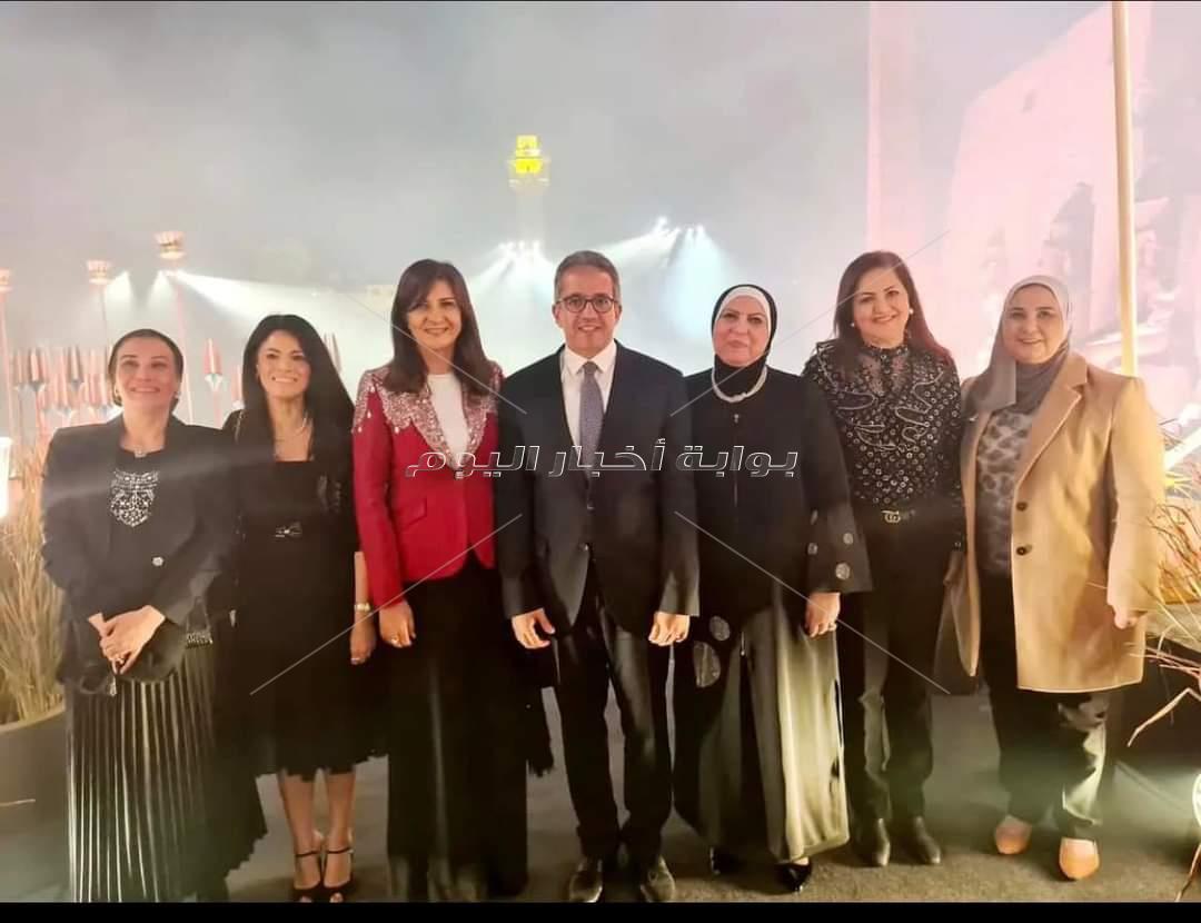 وزيرة الهجرة تنشر صور مع الوزراء أثناء احتفالية افتتاح طريق الكباش