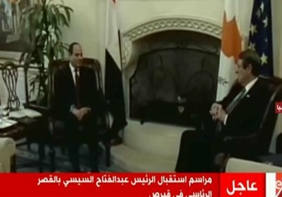 جلسة مباحثات مع الرئيس عبد الفتاح السيسي والرئيس القبرصي