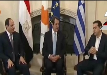 الرئيس السيسي والرئيس القبرصي ورئيس وزراء اليونان