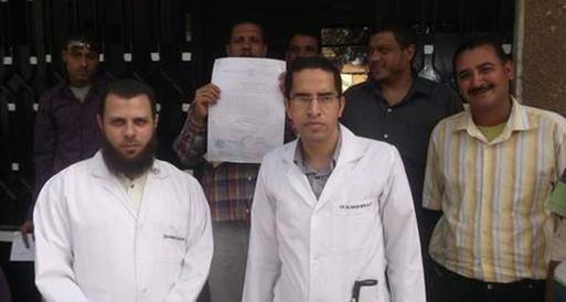 مشادة ساخنة بمستشفى التأمين الصحي ببني سويف بسبب الإضراب