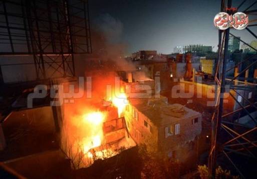 صورة من حريق منازل عزبةأبو حشيش 