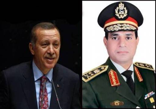 صورة للفريق أول عبد الفتاح السيسي  - رئيس الوزراء التركي رجب طيب أردوغان 
