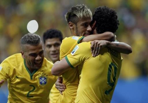 فرحة لاعبي البرازيل - صورة من رويترز