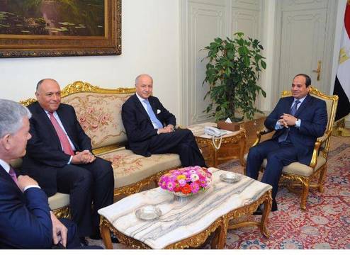 الرئيس عبد الفتاح السيسي يستقبل وزير الخارجية الفرنسي‏