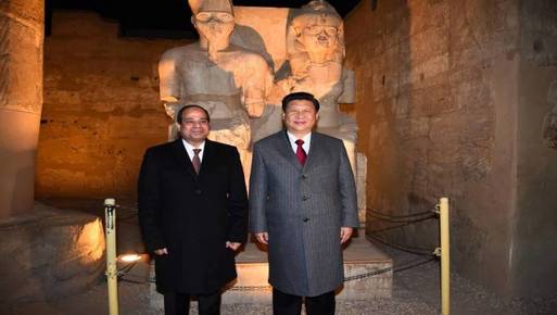 الرئيس السيسي والرئيس الصيني بمعبد الأقصر