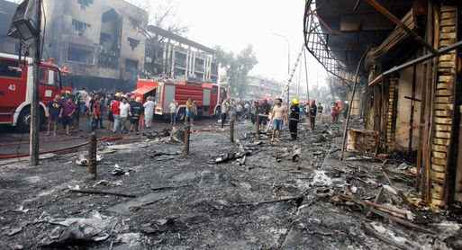 صورة للتفجير  الذي وقع بحي الكرادة