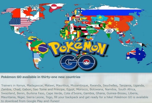 إطلاق بوكيمون جو في 31 دولة جديدة