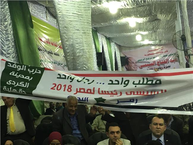 صورة لأعضاء حزب الوفد يرفعون لافتة لتأييد السيسي