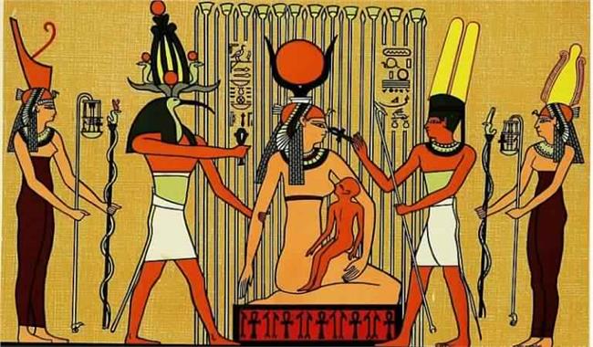 صورة لإيزيس على احد الجدران الفرعونية