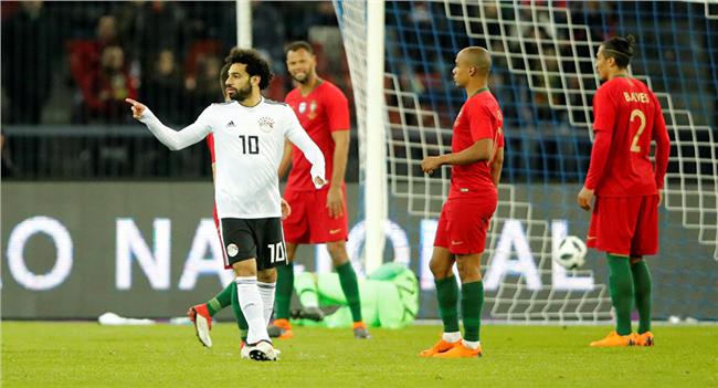 محمد صلاح خلال مباراة مصر والبرتغال