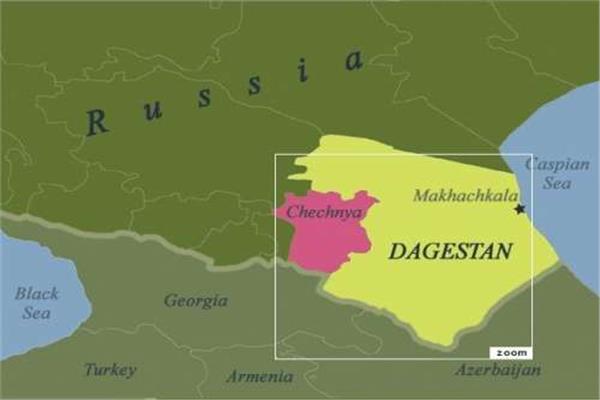 خريطة لأجزاء من روسيا وداغستان