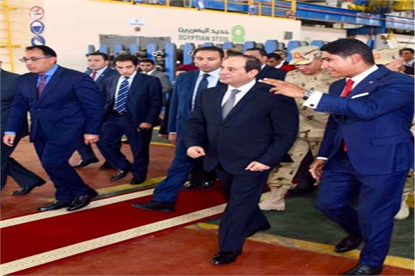 الرئيس السيسي يتفقد مصنع حديد المصريين