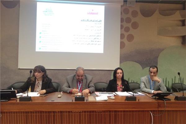 د.مايا مرسي خلال مشاركتها في ملتقى الحوار بالمجلس الدولي لحقوق الإنسان في جنيف