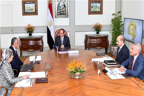 الرئيس عبد الفتاح السيسي مع طارق عامر محافظ البنك المركزى