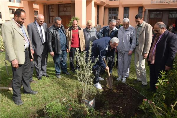 رئيس جامعة المنوفية يغرس شجرة «في يوم حب الجامعة»