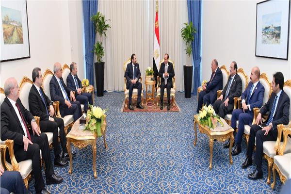 الرئيس عبد الفتاح السيسي خلال استقبال سعد الحريري رئيس الوزراء اللبناني