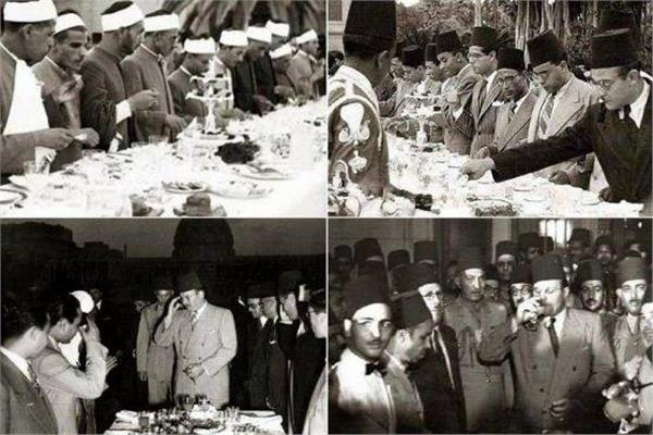 صورة أرشيفية - الملك فاروق أثناء الفطار في رمضان