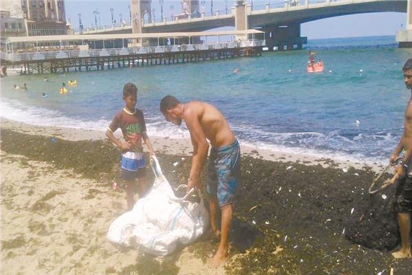 شباب الإسكندرية ينظفون الشواطئ من البلاستيك