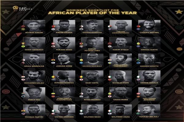 قائمة المرشحين لأفضل لاعب إفريقي