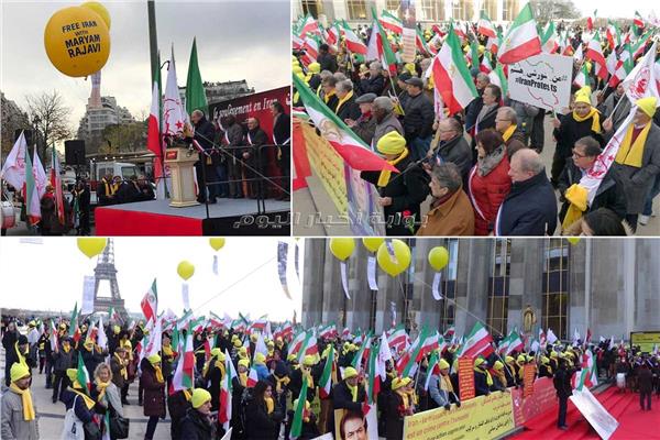 صور وفيديو| التفاصيل الكاملة لتظاهر المقاومة الإيرانية بباريس ضد نظام «الملالي»