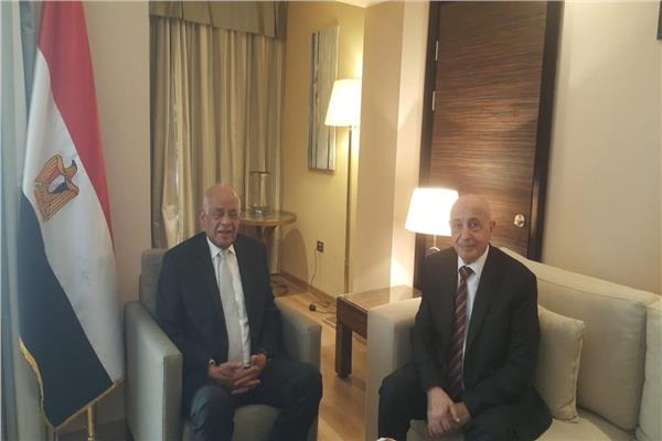 علي عبدالعال يلتقي المستشار عقيلة صالح رئيس مجلس النواب الليبي