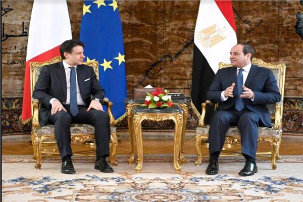الرئيس عبد الفتاح السيسي مع رئيس وزراء إيطاليا 