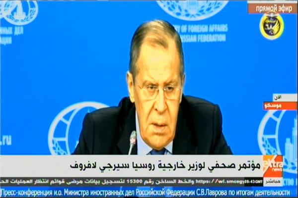 مؤتمر صحفي لوزير الخارجية الروسي بشأن الملف ليبيا